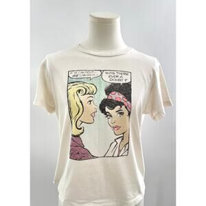 RE/DONE Hanes Feminist Graphic Comic Tshirt Tee White Top Vintage Ivory Cotton S